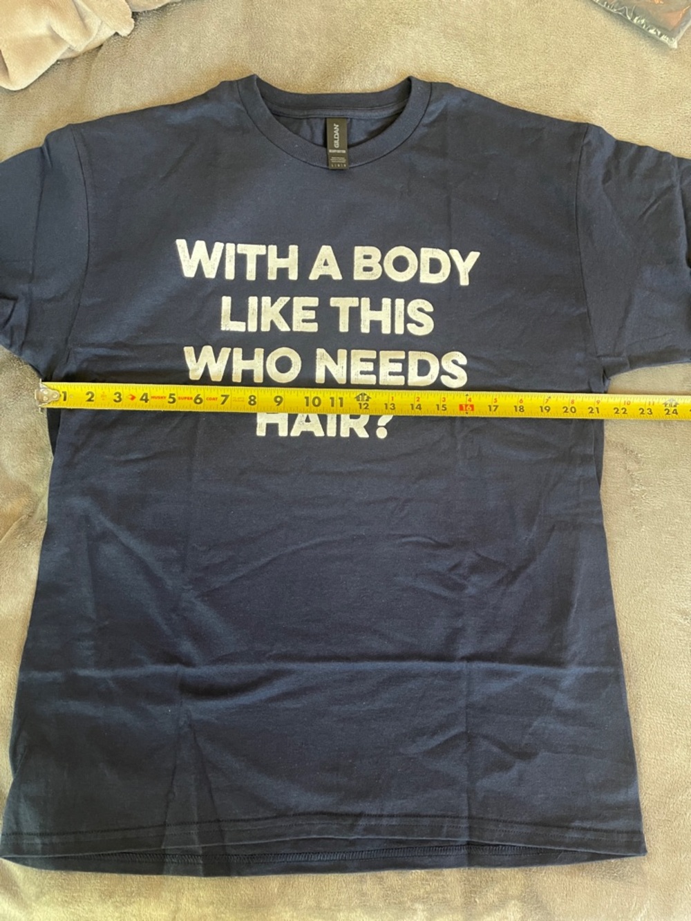With a body like this who needs hair father’s Day tee dad‘s gift T-shirt nwt - Picture 4 of 6